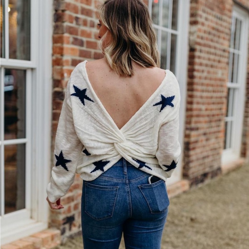 Cross Back Star Sweater